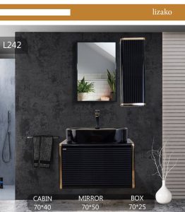 روشویی کابینت مشکی طلایی