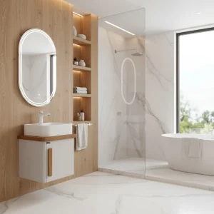 روشویی کوچک سرویس بهداشتی در بازسازی فضا با طراحی کاربردی